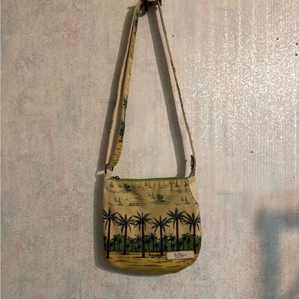 Vintage Paul Brent coastal life 10 x 10”bag palm trees, Coastal, Boho, Crossbody - Picture 2 of 7